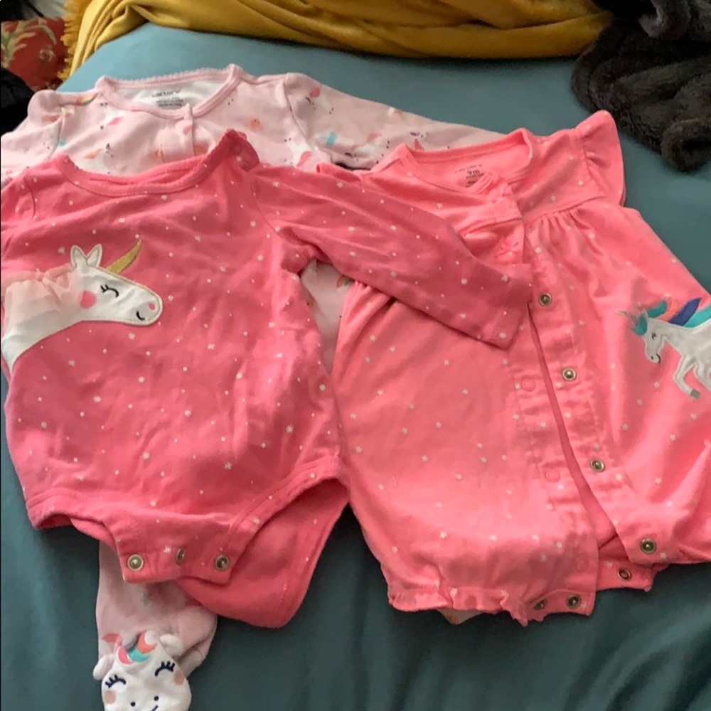 Three piece Carters pink unicorn bundle!